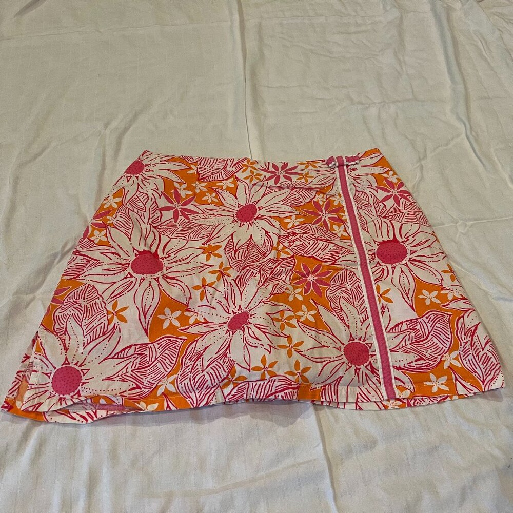 Vintage Lilly Pullitzer Pink and Orange Floral Mini-Skort, size 6